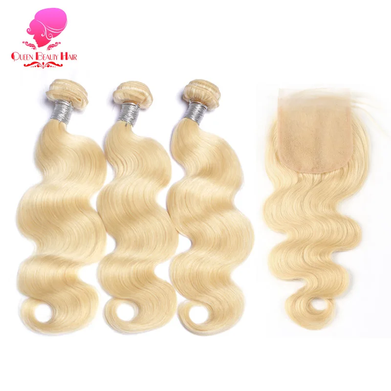 Queen Beauty Hair 2 3 4 Bundles And Closure 613 Russian Blonde