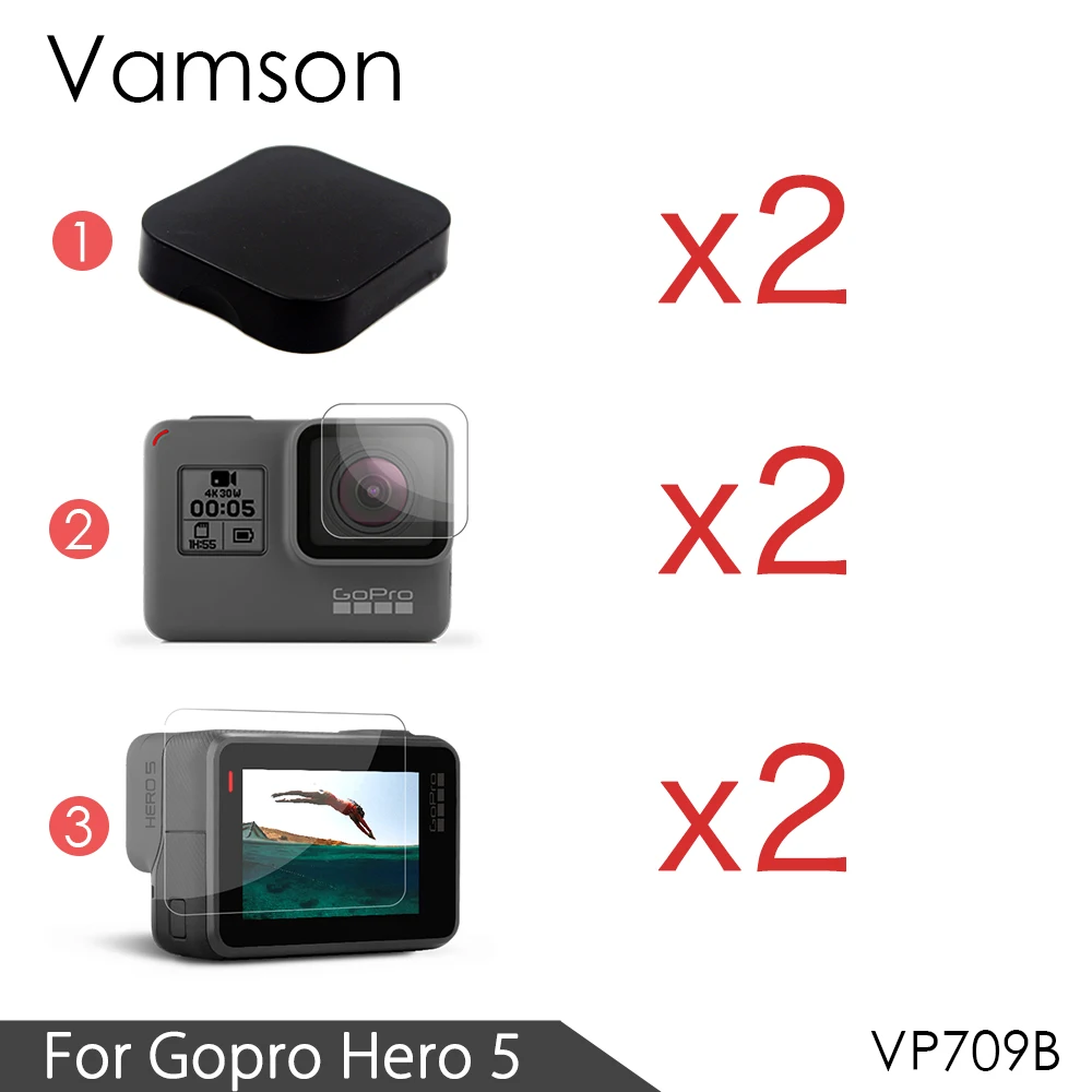 Vamson для Gopro hero 7 6 5 аксессуар защита для экрана объектива Защитная пленка для Gopro hero 7 экшн-камеры VP710 - Цвет: VP709B