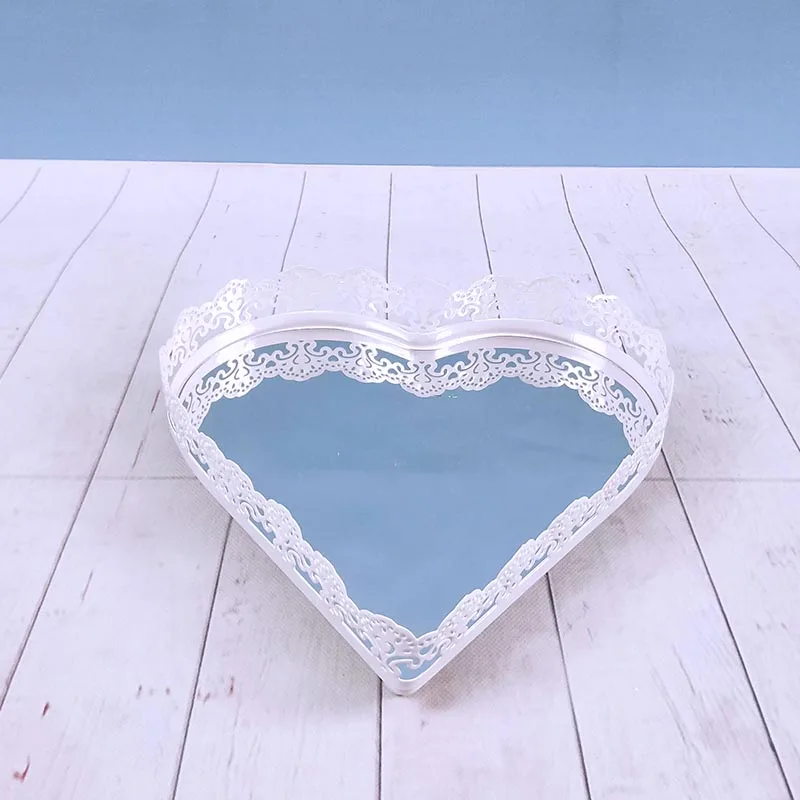 Белый 1-7 шт. красивый поднос 3 уровня десерт из кекса Дисплей украшения Инструменты свадебный кристалл зеркало торт стенд набор - Цвет: heart shape