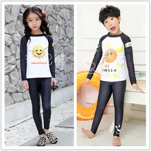 Рашгард для мальчиков детские охранников купальник для мальчиков и девочек с милым рисунком Разделение травмы Длинные штаны купальники