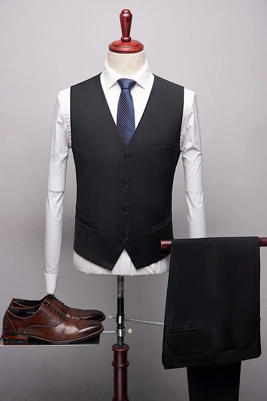 Solid Color Slim fit Male 3 Piece suits Wedding Dress Men Business Casual blazer Wedding Prom Dinner Suits Groomsman Wear Tuxedo