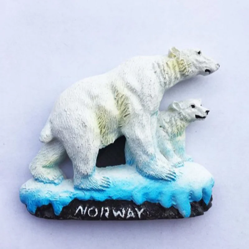 

1 Pcs Lovely Norway Polar Bear Fridge Magents Toursm Souvenirs 3D Resin Handmade Refrigerator Magnetic Stickers
