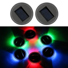 2 шт. Противоскользящий автомобильный подстаканник, солнечный светильник, датчик вибрации, автомобильный подстаканник, нижняя накладка, светильник, красный/зеленый/синий, атмосферная лампа