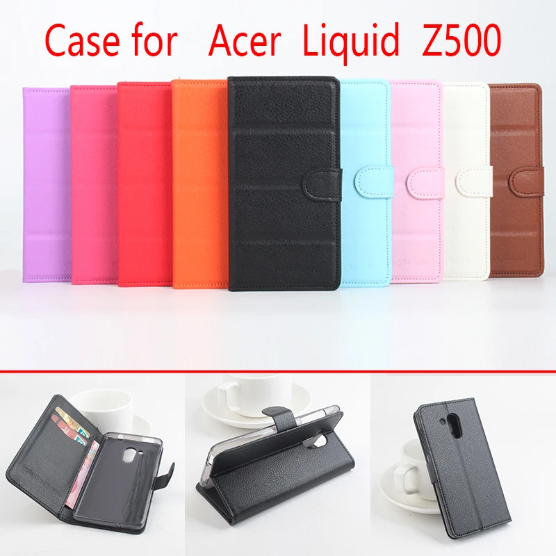 

Cover For Acer z500 Case Flip Luxury Leather Wallet Case for Acer z500 Vintage Litchi Grain Card Slot Stand Phone Bag Fundas