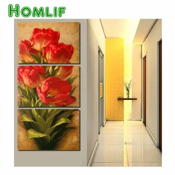 

diy 5d diamond embroidery 3 Pcs Flowers Wall Art Picture Modern Home Decoration ,5d diamond Painting mosaic style Wall Pictures