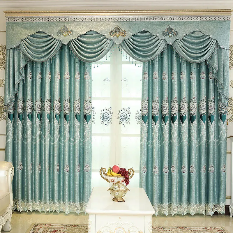 

European Velvet Jacquard Embroidery Shading Curtains for Living Dining Room Bedroom.