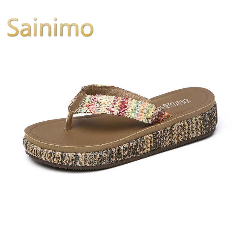 

Summer Heel Ladies Shoes Slippers Women Sandals Beach Flip Flops Comfortable Platform Shoes Female Flat Shoes Zapatos De Mujer