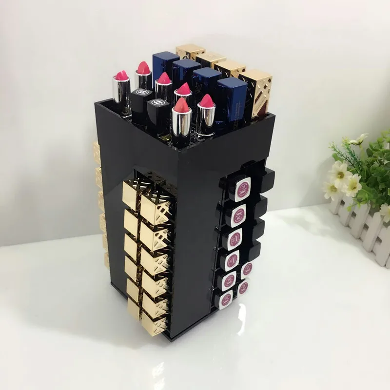 360 degree Rotating 40 Grid Lipstick Storage Box Acrylic Transparent