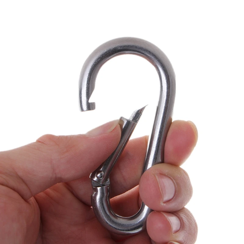 304 Stainless Steel Spring Carabiner Snap Hook Keychain Quick Link Lock