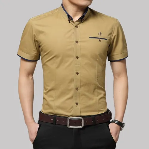 Dudalina Новое поступление брендовая мужская летняя деловая рубашка с коротким рукавом с отложным воротником Смокинг Рубашка мужские рубашки - Цвет: 2306yellow