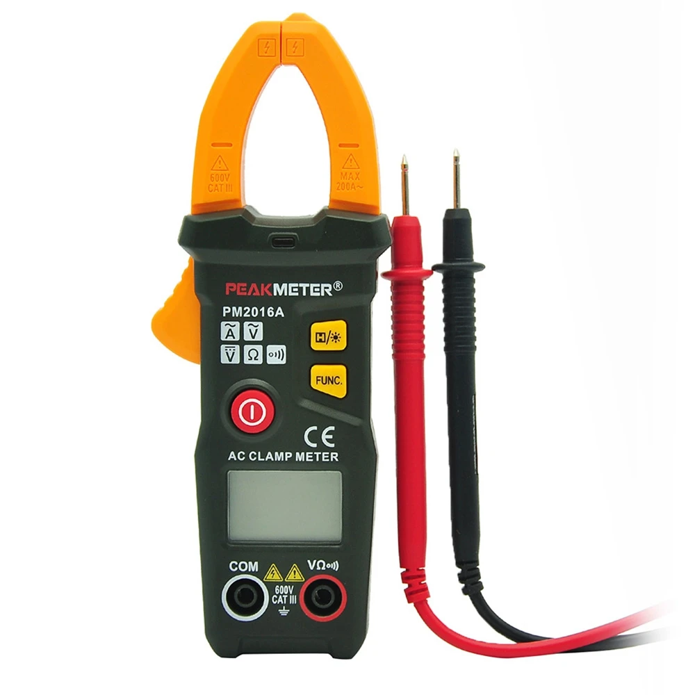 

PEAKMETER PM2016A Digital Clamp Meter Multimeter 6000 Counts Portable Handheld Data Hold AC / DC Voltage Resistance Frequency