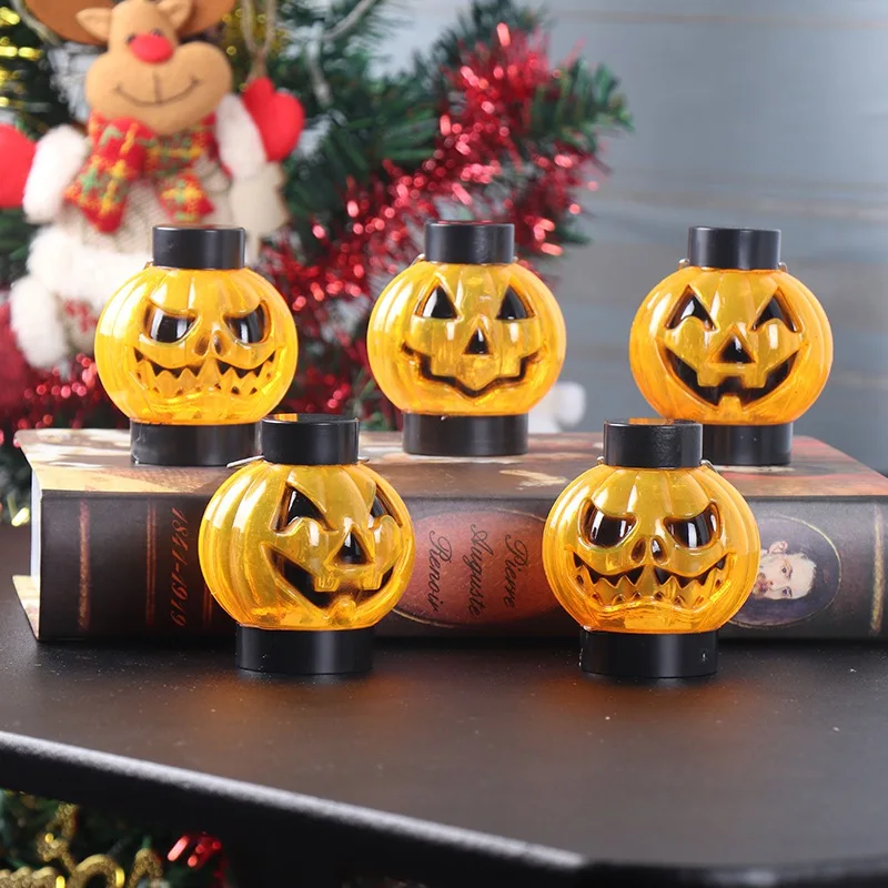 

Portable LED Pumpkin Lantern Colorful Horror Face Lighting Night Light Table Lamp For Halloween Holiday Party Decor 10 x 6.5cm