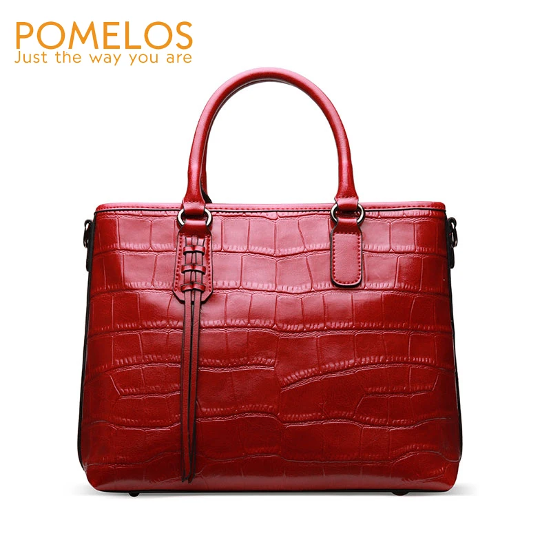 

POMELOS Women Handbag Shoulder Bag Genuine Leather 2019 New Fashion Alligator Pattern Leather Bag Ladies Handbags Luxury Brand