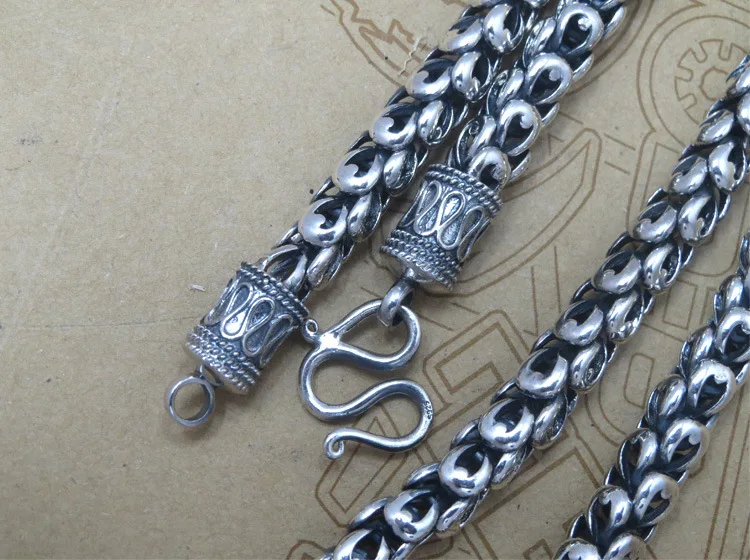 Thai silver 925 silver jewelry vintage old dragon head Necklace domineering male models factory direct sales 8CM crude