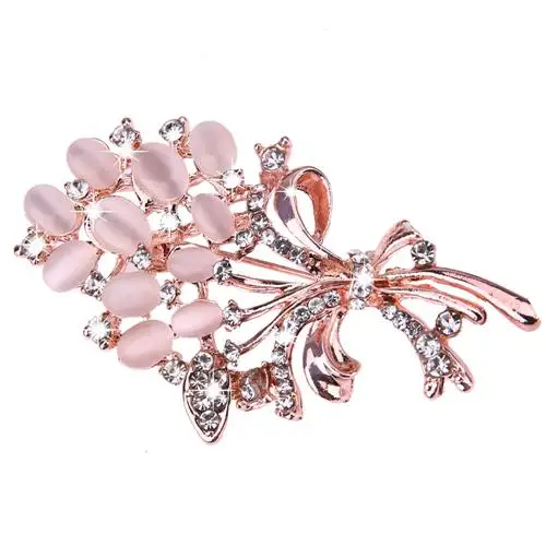 New Hot Selling Fashionable Opal Stone Flower Brooch Pin Women Garment Accessories Brooches Pin Birthday Gift Large Brooch - Metal color: 01