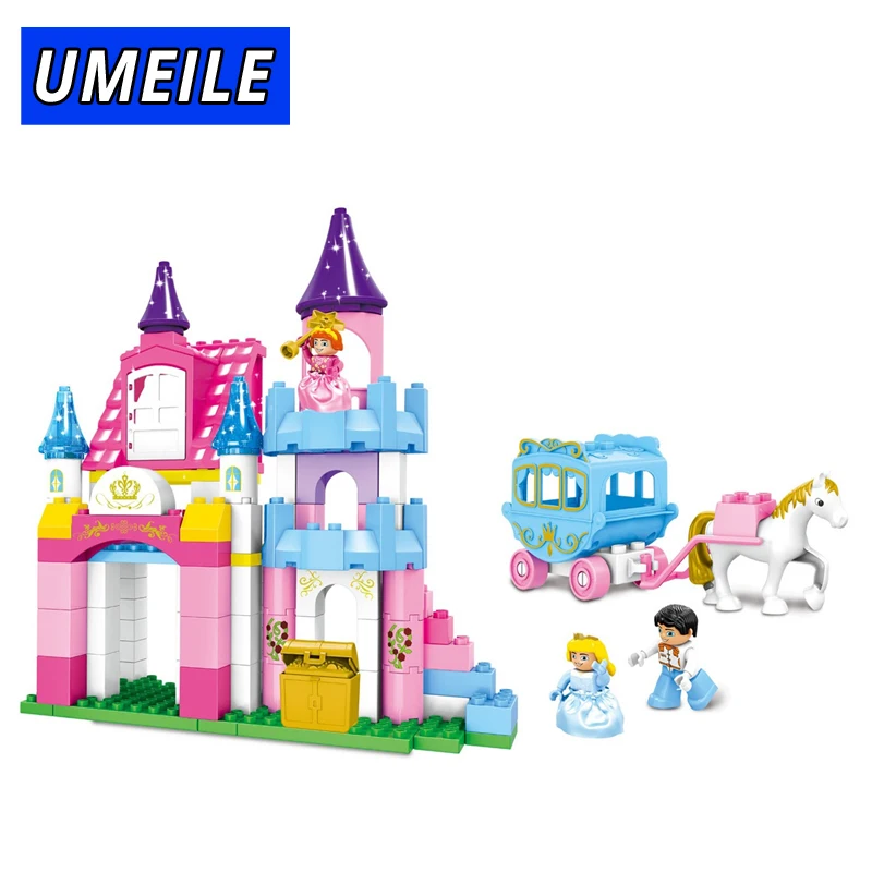 UMEILE Block детские игрушки для девочек 146 шт. розовая девочка принцесса принц карета замок Diy кирпичный строительный блок совместим с кирпичным подарком