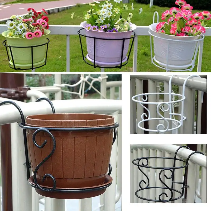 Balkon Hängen Blumentopf Tablett Eisen Racks Hause Garten Dekorative