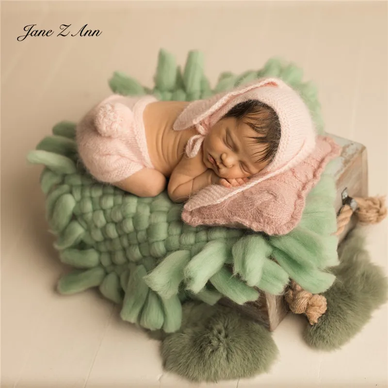 

Jane Z Ann Newborn baby photography blankets coarse wool weaving Square decorative carpet studio shooting basket filler