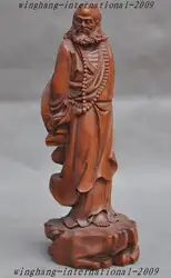 Ремесла статуя Буддизм старый Самшит Рука-резные Дамо Бодхидхарма Дхарма статуя Будды Хэллоуин
