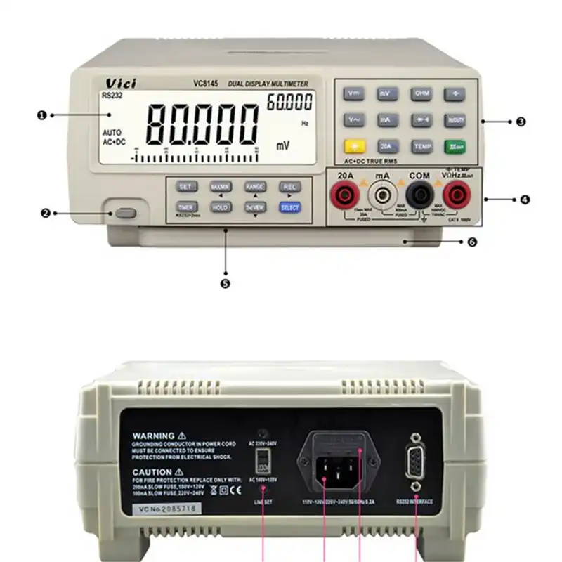 Vici VICHY VC8145 DMM Digital Bench Multimeter Temperature Tester PC Analog UK98