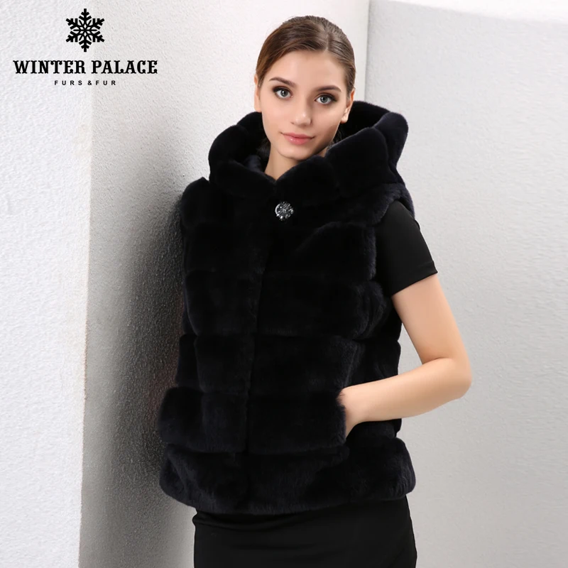 Thick Warm Fur rabbit fur coat winter women real fur rex rabbit jacket Fashion style rex rabbit coat Down jacket style