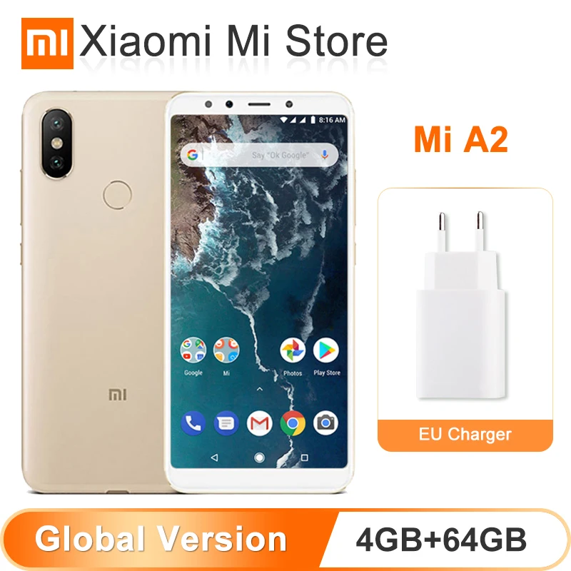 

Original Global Version Xiaomi Mi A2 4GB 64GB Mobile Phone Snapdragon 660 Octa Core 5.99" 18:9 Full Screen 20MP+12MP Dual Camera
