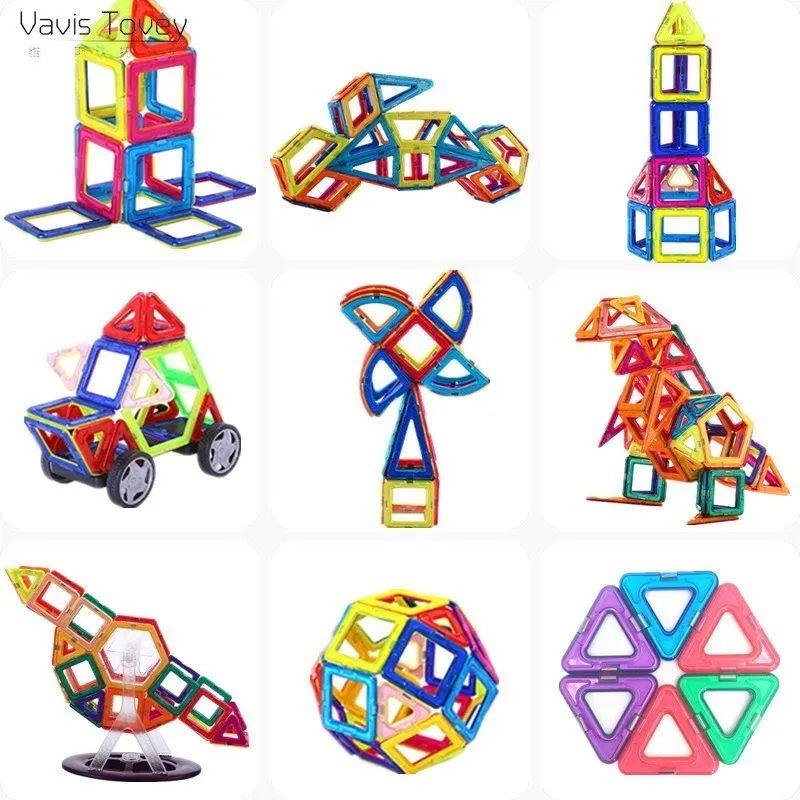 

Vavis Tovey Mini 139PCS Magnetic Building Blocks kits free sticker Magnet Designer Construction Toys Kids brinquedos gift