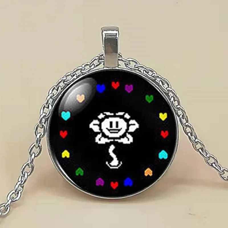 

Undertale Flower Hearts Game Gaming Mens Handmade Fashion Necklace brass silver Pendant steampunk Jewelry womens new chain toy