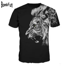 BombFun Summer Men T-shirts 3d Print Vivid Pattern Lion Animal Printed T-shirts Funny Tops Leisure Tops Male Motorcycle Tees