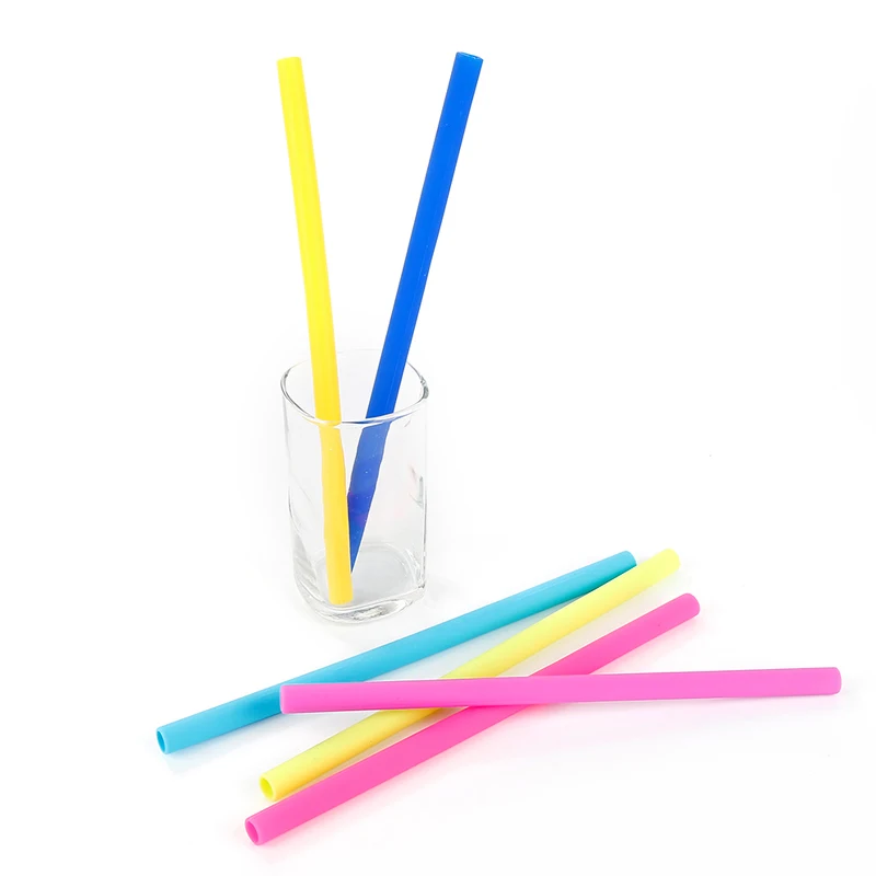 1/2/3PCS Reusable Metal Drinking Straws Silicone Sturdy Straight Drinks Straw with Cleaning Brush Bar Party Accessory