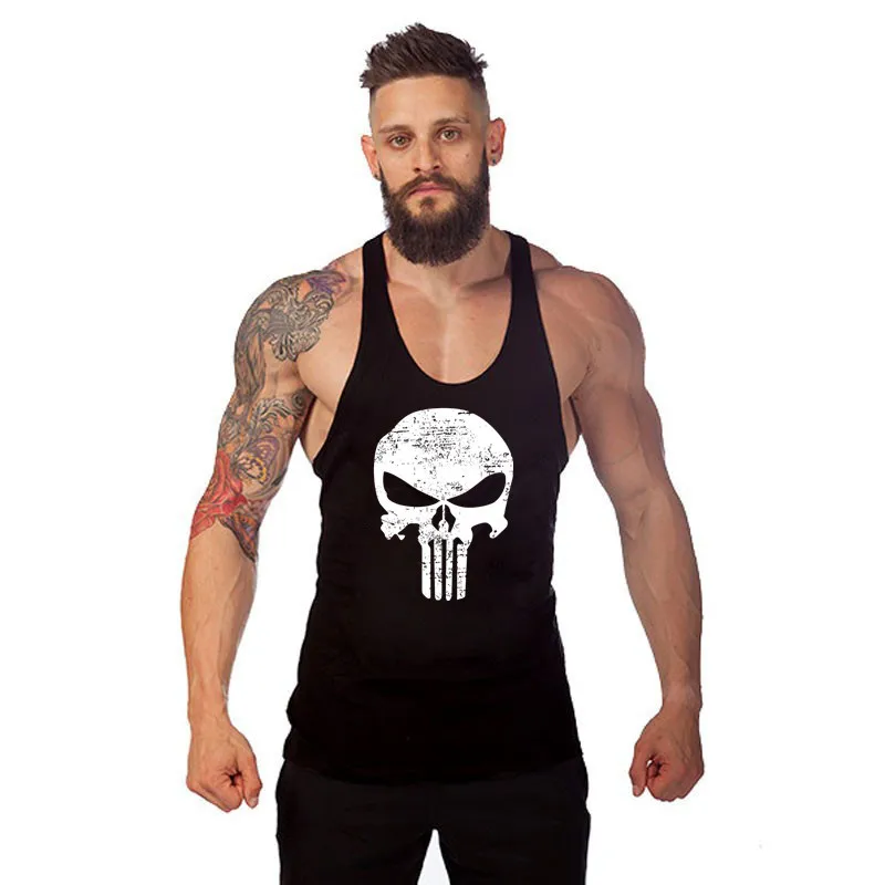 

2019 Fitness Tank Top Men Bodybuilding Clothing Fitness Men Shirt Crossfit Vests Cotton Singlets Muscle Top Punisher
