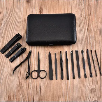 

15 kit professional alloy black nail art eyebrow scissors nose trimmer make up tools knife nail clipper cuticle nail cutter set
