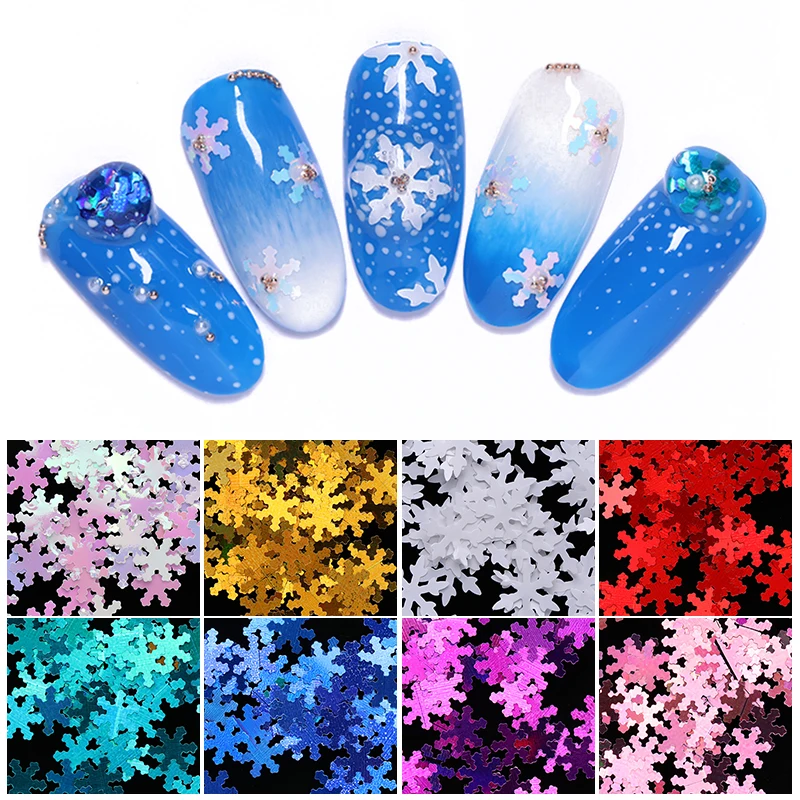 

12/Grids Snowflakes Nail Glitter Sequins Holographic Colorful DIY Design Sequins Nails Designs Accessories Manicure Decorations