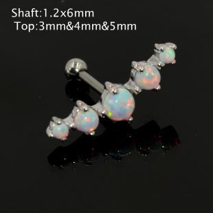 Surgical Steel Opal Stone Septum Nose Ring Opal Ball Closure Nipple Tragus Eyebrow Lip Belly Piercing Earring Body Jewelry