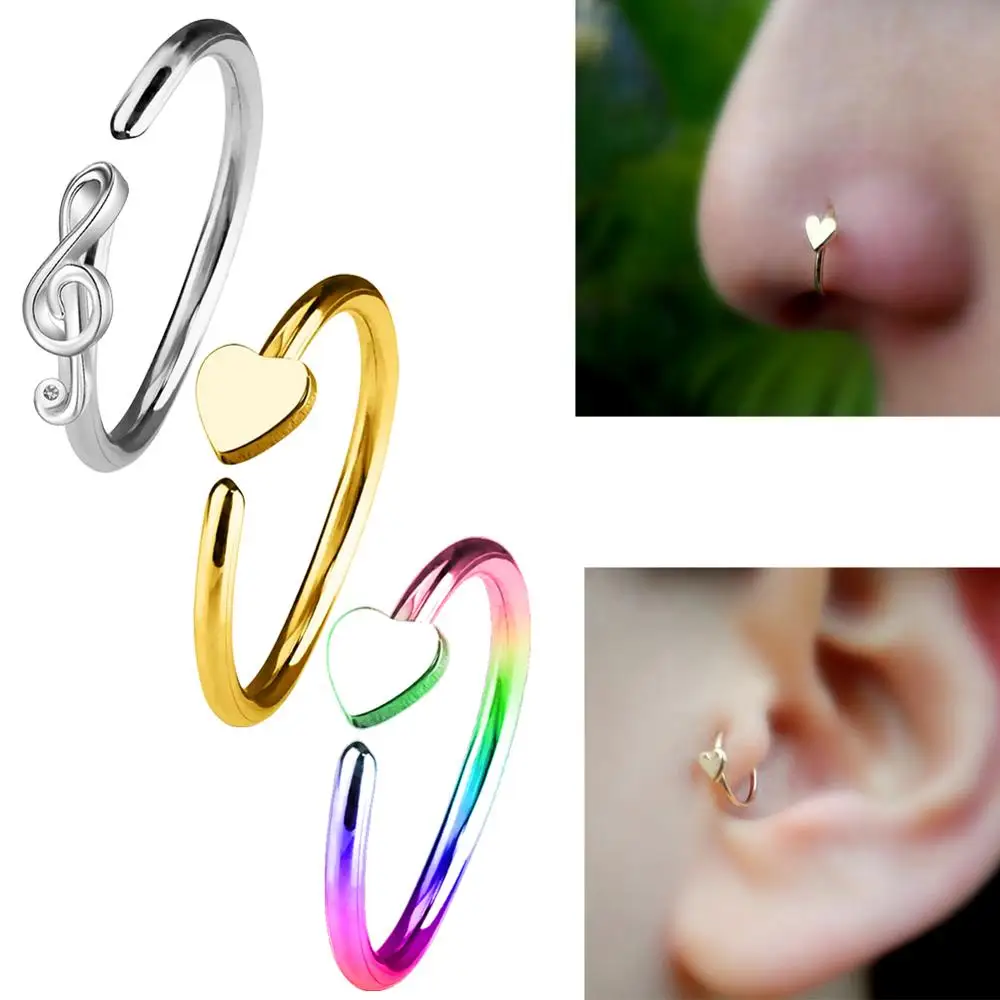 

Body Punk 3 PCS/SET 20G Nose Rings Hoop Bendable Earrings Rainbow Yellow Helix Daith Tragus Cartilage Earrings Women Men