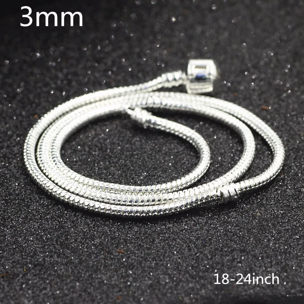 Pravý masivní 925 Sterling Silver Classic kulatý had řetěz náhrdelník.Men je dárek .snake kostní řetěz hrubý 3mm 18in-24inch