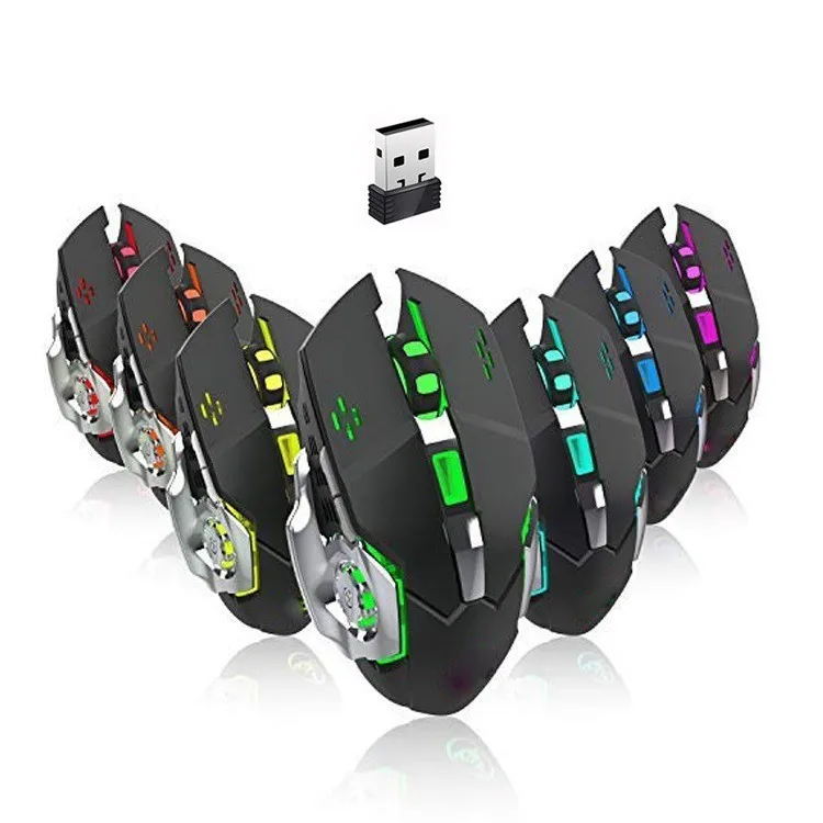 Wireless Silent Rechargeable Gaming Mouse 2.4GHz 1800DPI Mice USB Optical Game Backlight Mouse For