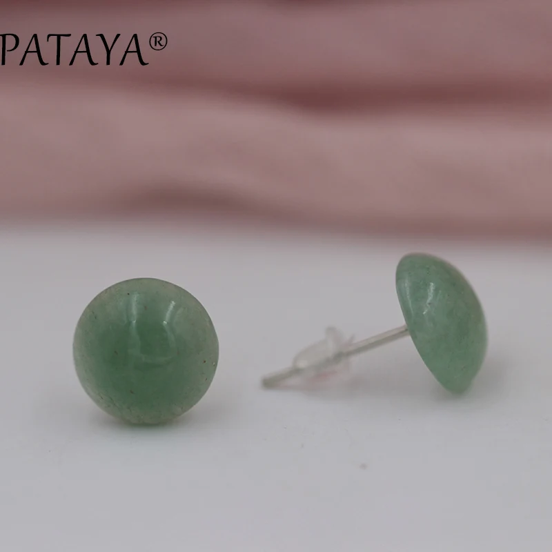 PATAYA модные популярные серые серьги из оникса Новое поступление круглые гвоздики