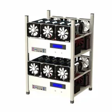 Совместимый с 6 GPU Открытый Чехол для добычи воздуха для компьютера ETH Miner Frame Rig с 6 вентиляторами и системой контроля температуры хорошее тепловыделение