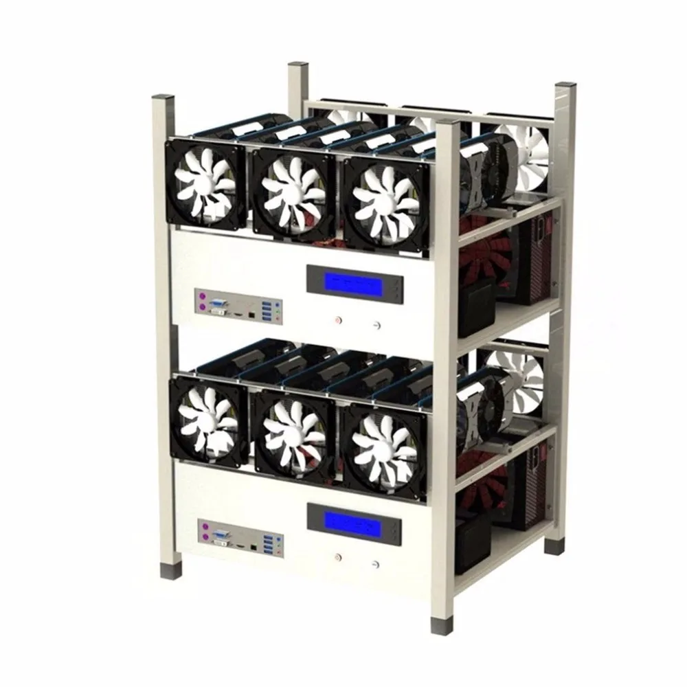 Compatible 6 GPU Open Air Mining Case Computer ETH Miner Frame Rig With 6 Fans And Temp Monitor System Good Heat Dissipation