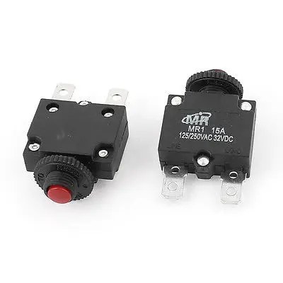 

AC 125/250V DC 32V 15A Push Button Reset Terminal Circuit Breaker 2pcs