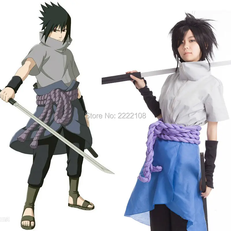 Cheap Naruto uchiha sasuke cosplay kostuum anime aangepaste,halloween