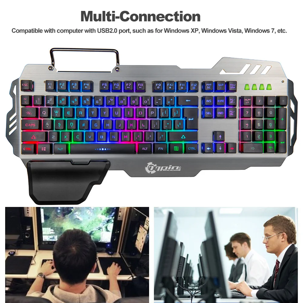 Новая игровая клавиатура с RGB подсветкой компьютерная держателем для планшета и