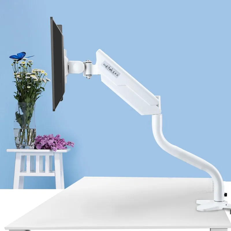 

10-27" Desktop Clamping Mount LCD TV Mount Monitor Holder Full Motion Pneumatic Lift Loading 1.5-6kgs MD40211W