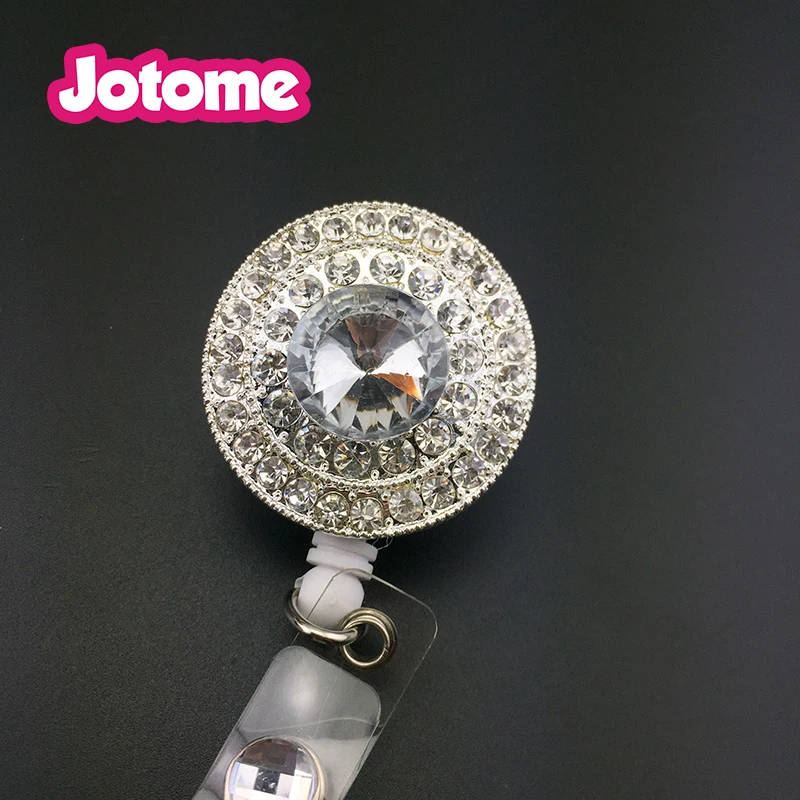 Handmade Bling Rhinestones Retractable Badge Reel, Name Badge Holder