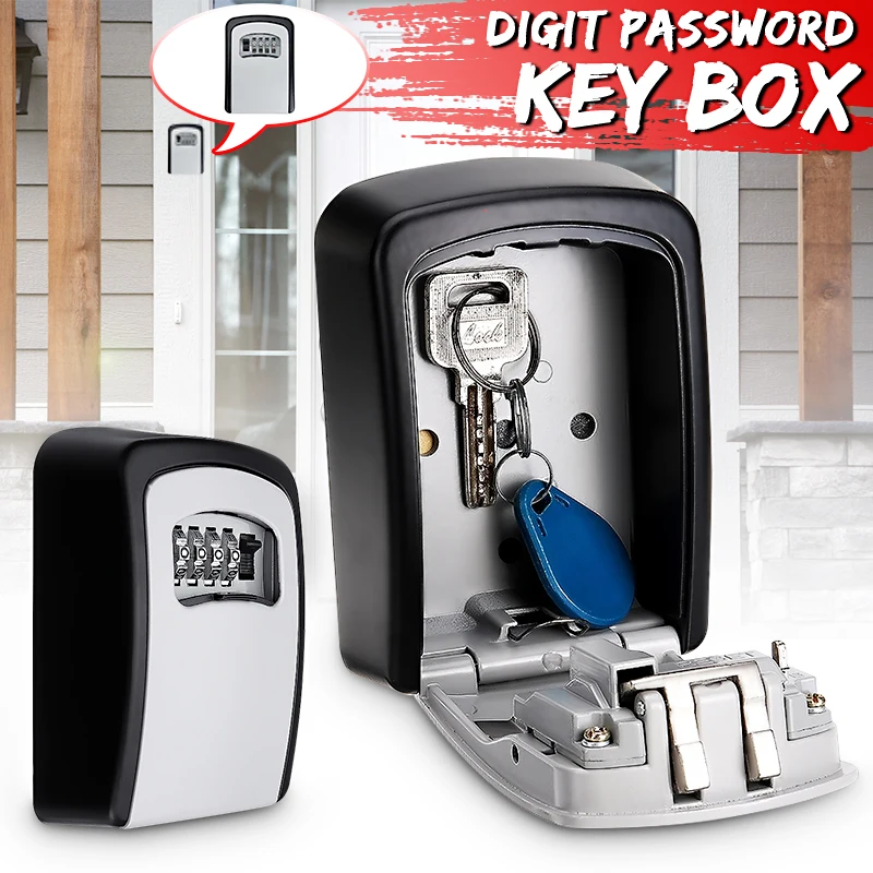 

Waterproof Wall Mounted 4 Digit Combination Password Key Storage Security Safe Digital Lock Outdoor Indoor Key Lock Box Safe