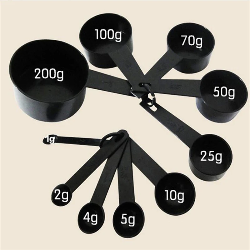 

10pcs Black Color Measuring Cups And Measuring Spoon Scoop Silicone Handle Kitchen Measuring Tool FreeShipping