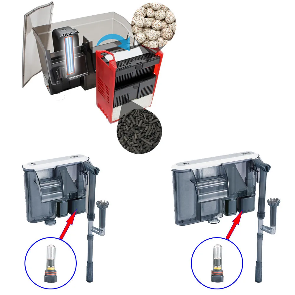Аквариум висят на УФ-лампе фильтр для водопада Uvc светильник погружной Внешний Аквариум силовой фильтр поверхностный скиммер