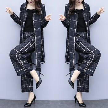 

Large Big Size Women 2 Piece Set Top And Pants Wide Leg Trousers Suit Set Elastic Waist Year-old Female Costume Tracksuit