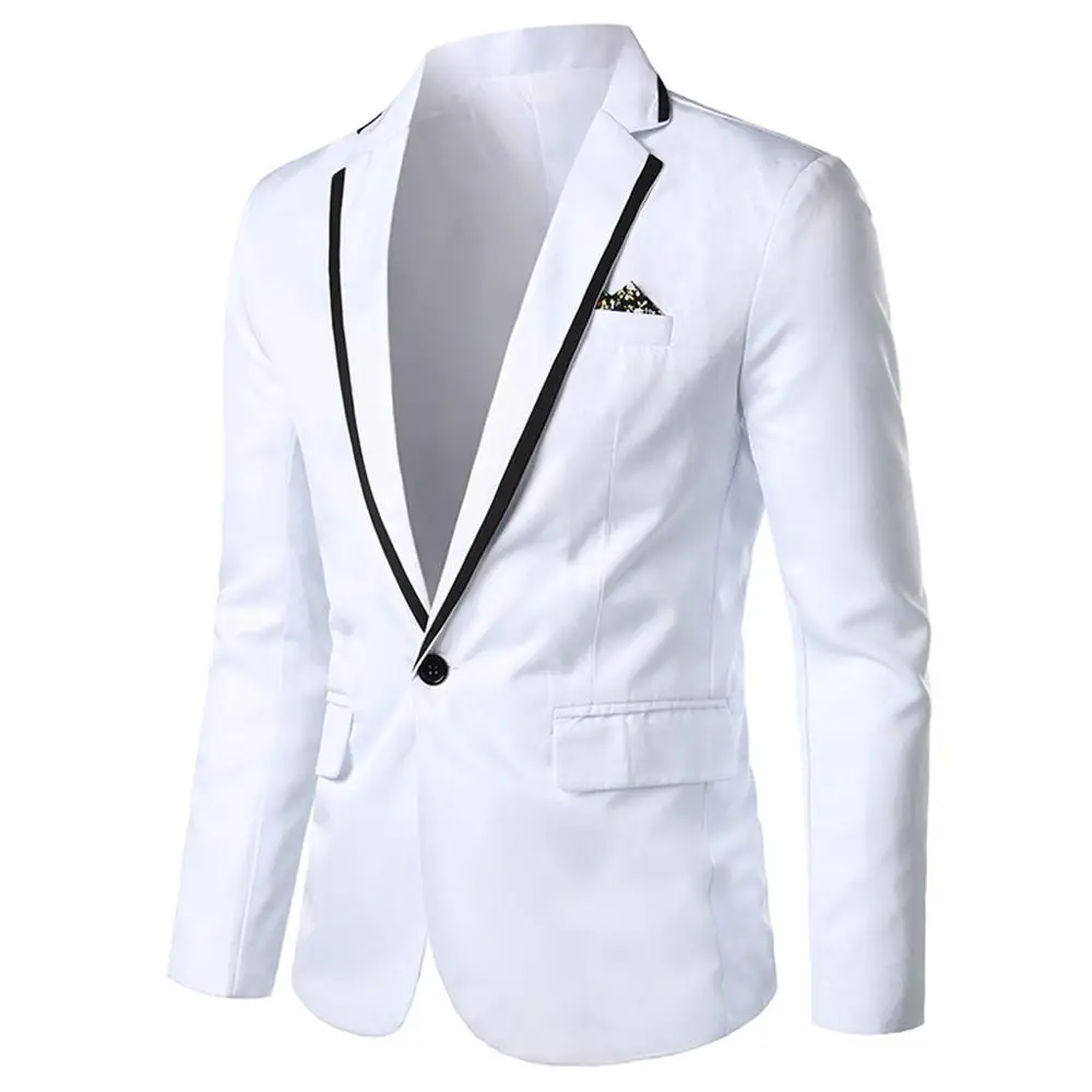 Мужской Стильный повседневный однотонный Блейзер, деловая верхняя одежда для свадебной вечеринки, пальто, костюм, топы, формальная куртка, мужской тонкий мужской костюм, L15 - Цвет: Бежевый
